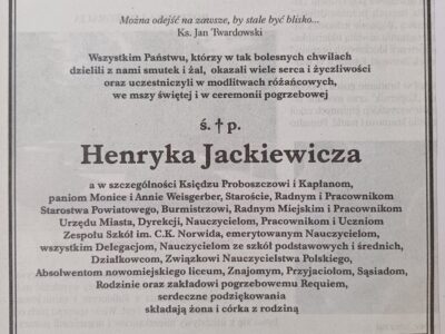 ŻEGNAMY DYREKTORA HENRYKA JACKIEWICZA